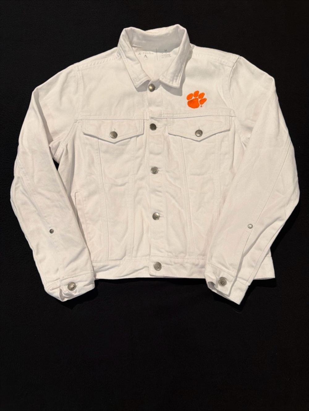 Clemson University Antigua Women's White Long Sleeve Denim Jacket Size Medium